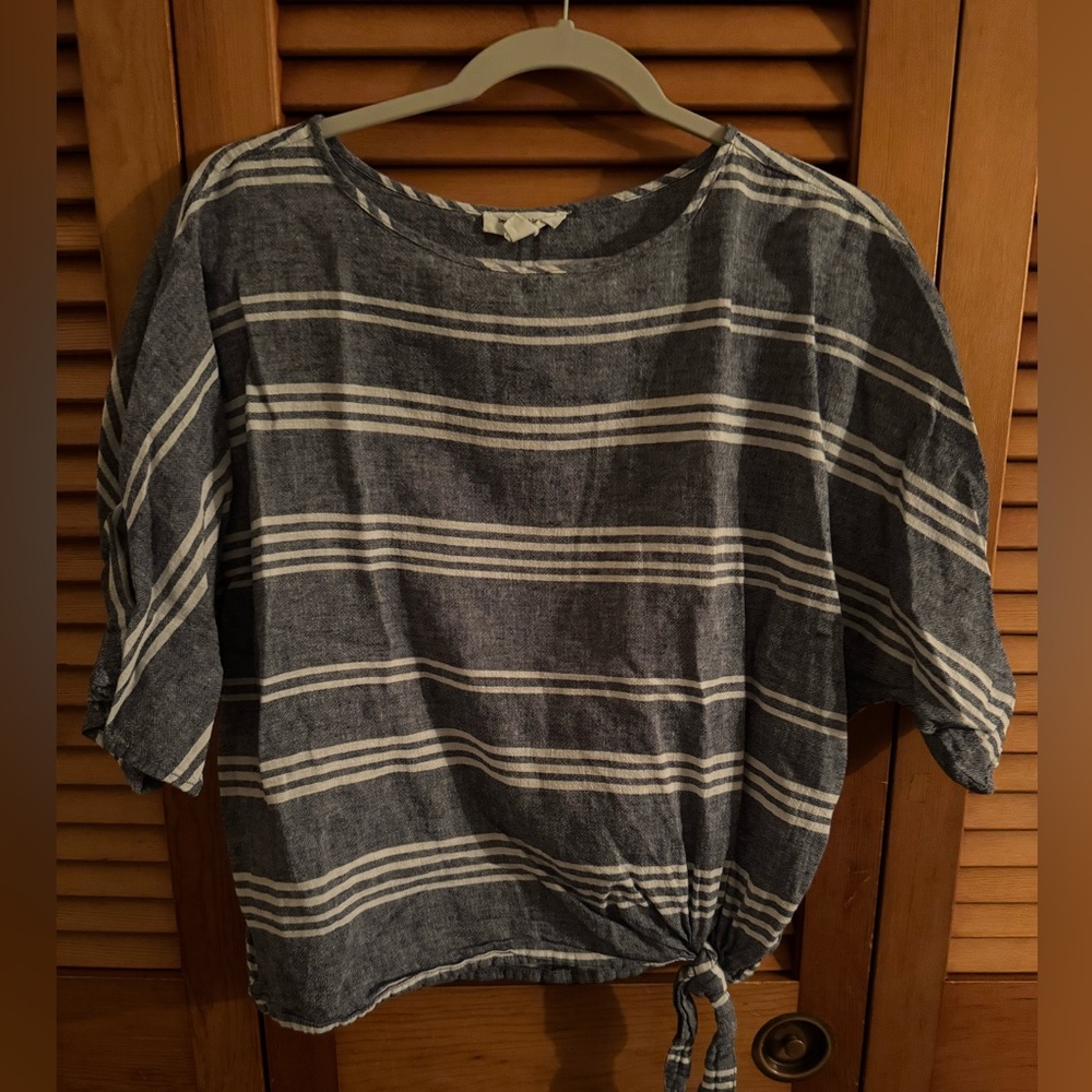 beachlunchlounge Navy and White Striped Blouse